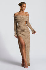 Adelphia Midi Dress - Beige Dress Babyboo Fashion Premium Exclusive Design