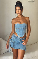 Billie Mini Skirt - Blue Wash Skirt XS Babyboo Fashion Premium Exclusive Design