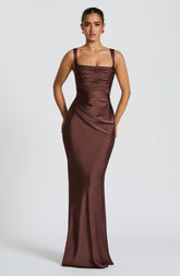 Calanthe Maxi Dress - Plum Brown Dress Babyboo Fashion Premium Exclusive Design