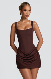 Cornelia Mini Dress - Plum Brown Dress Babyboo Fashion Premium Exclusive Design