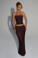 Hali Maxi Skirt - Plum Brown Skirt Babyboo Fashion Premium Exclusive Design