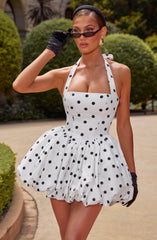 Maricia Mini Dress - Black Polka Dot Print Dress Babyboo Fashion Premium Exclusive Design