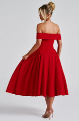 Miranda Midi Dress - Red Dress Babyboo Fashion Premium Exclusive Design