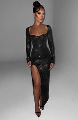 Nadia Maxi Dress - Black Sparkle Dress Babyboo Fashion Premium Exclusive Design