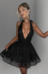 Pippa Mini Dress - Black Sparkle Dress Babyboo Fashion Premium Exclusive Design