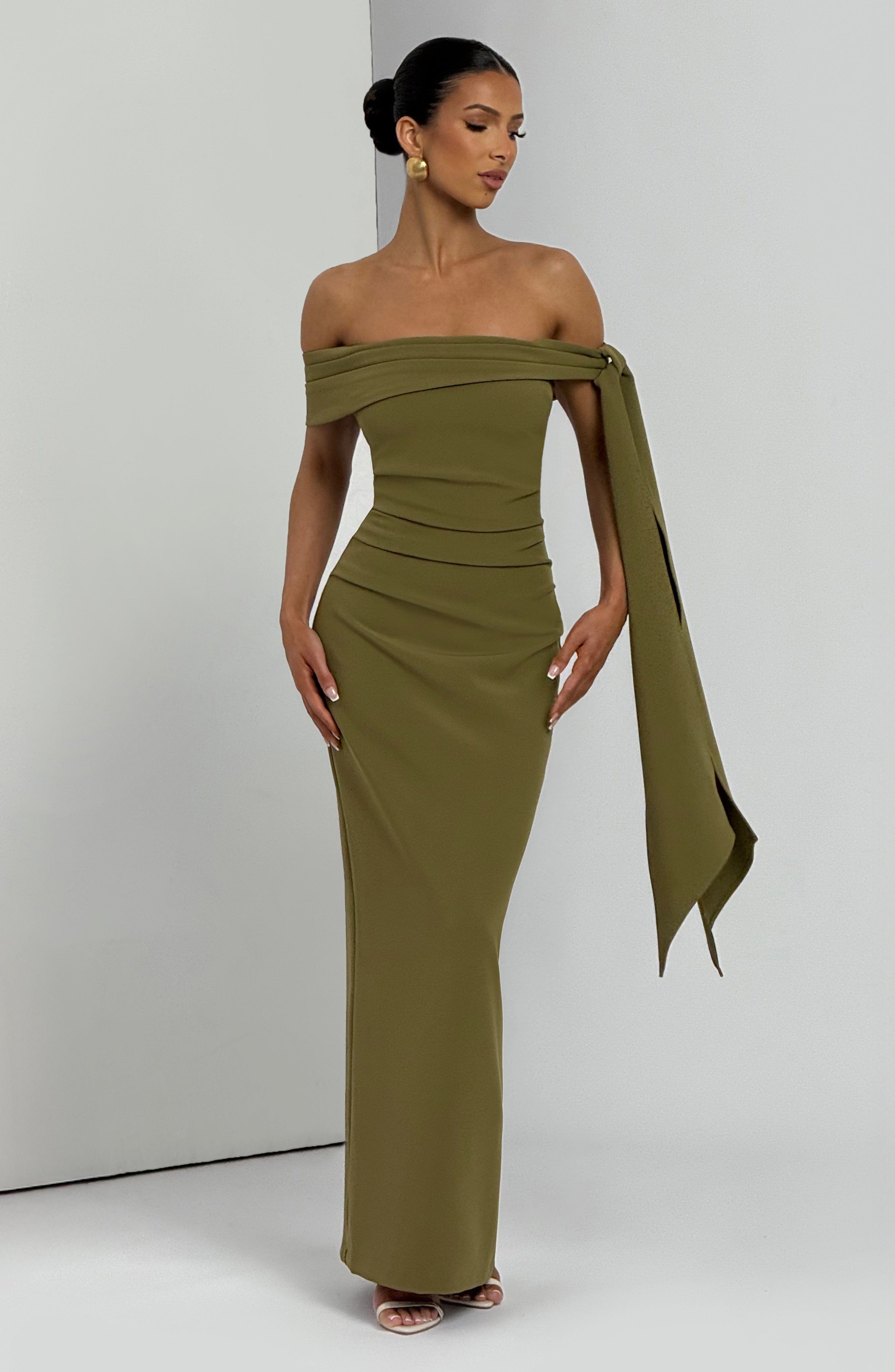 Addie Maxi Dress - Deep Olive Dress Babyboo Fashion Premium Exclusive Design