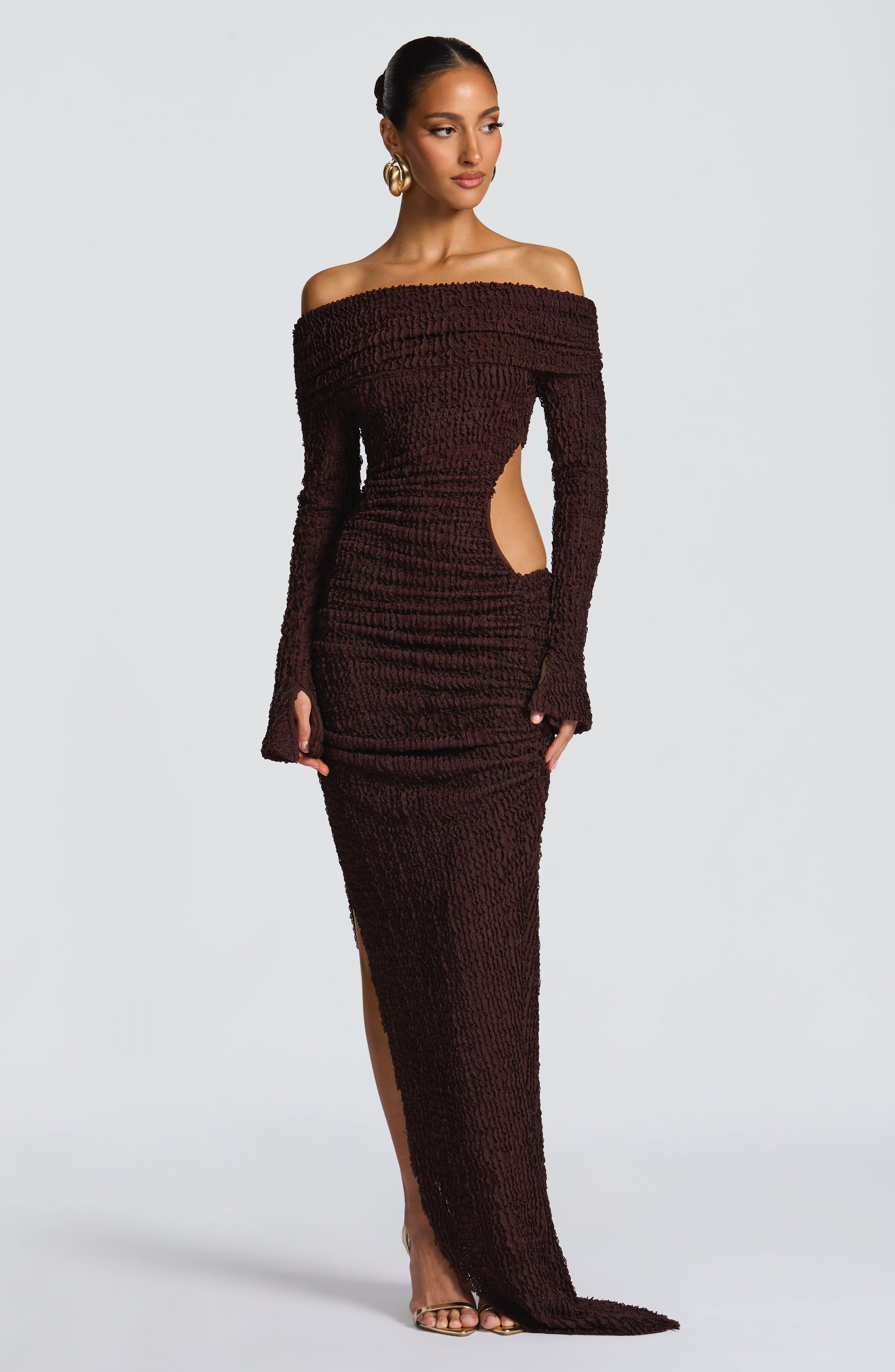 Adelphia Midi Dress - Plum Brown Dress Babyboo Fashion Premium Exclusive Design