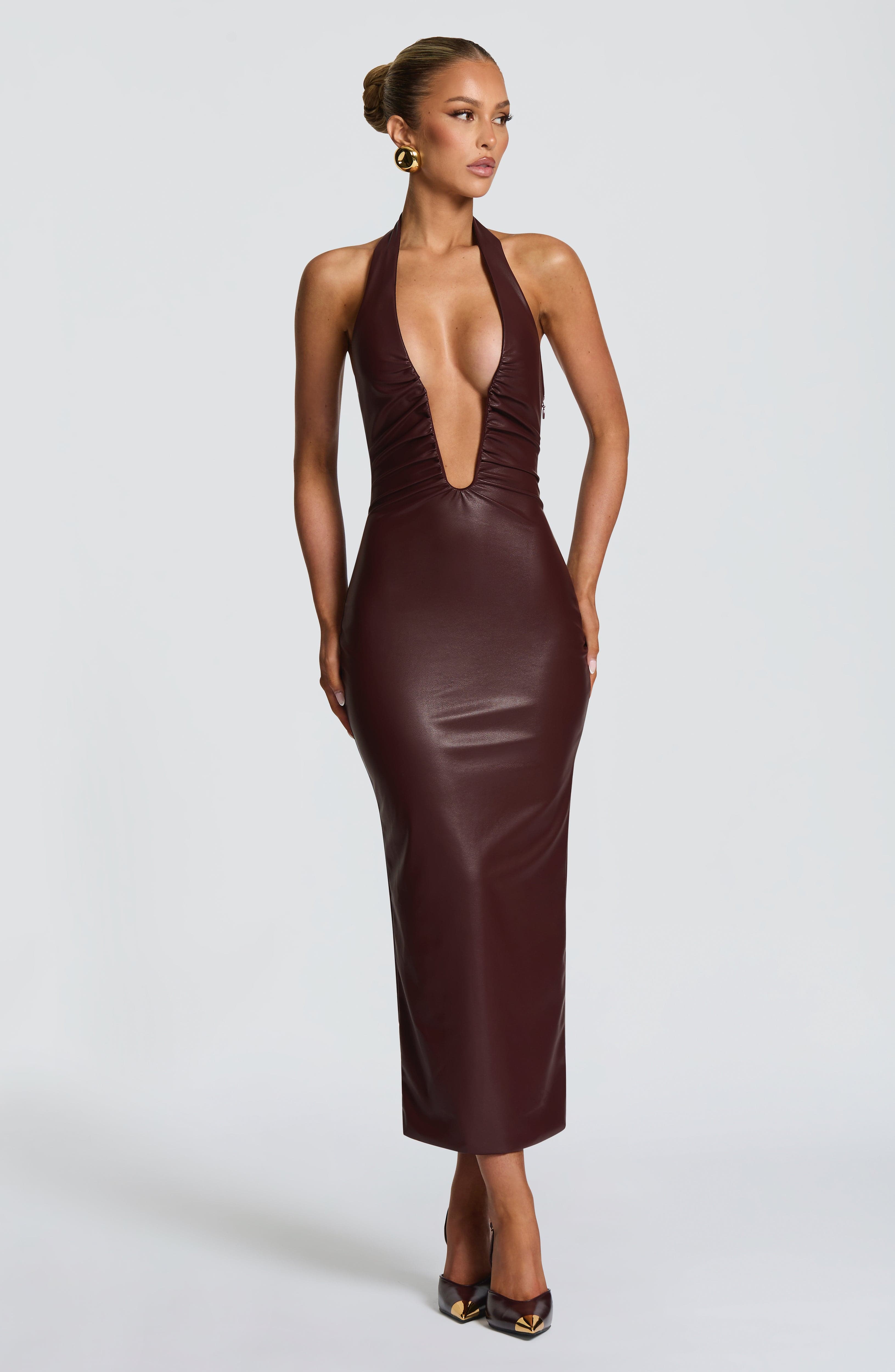 Ainsley Midi Dress - Burgundy Dress Babyboo Fashion Premium Exclusive Design
