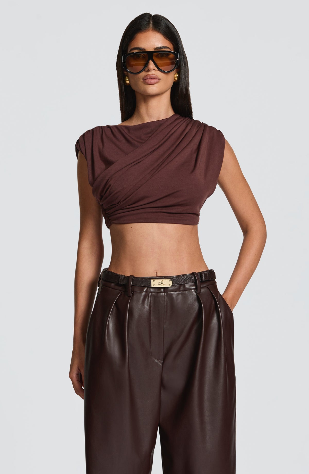 Amara Top - Plum Brown Tops XS Babyboo Fashion Premium Exclusive Design