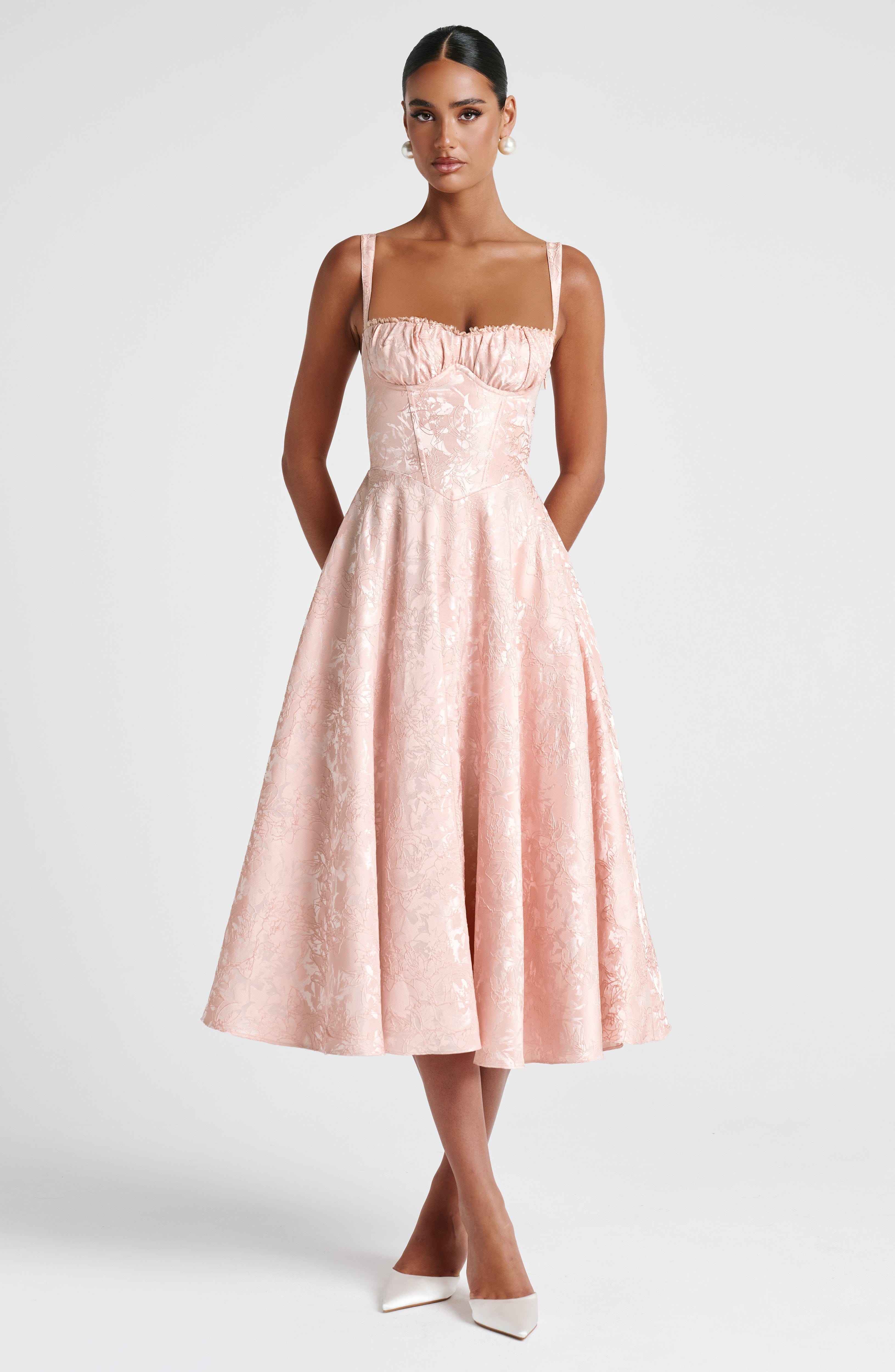 Amity Midi Dress - Soft Peach Dress Babyboo Fashion Premium Exclusive Design