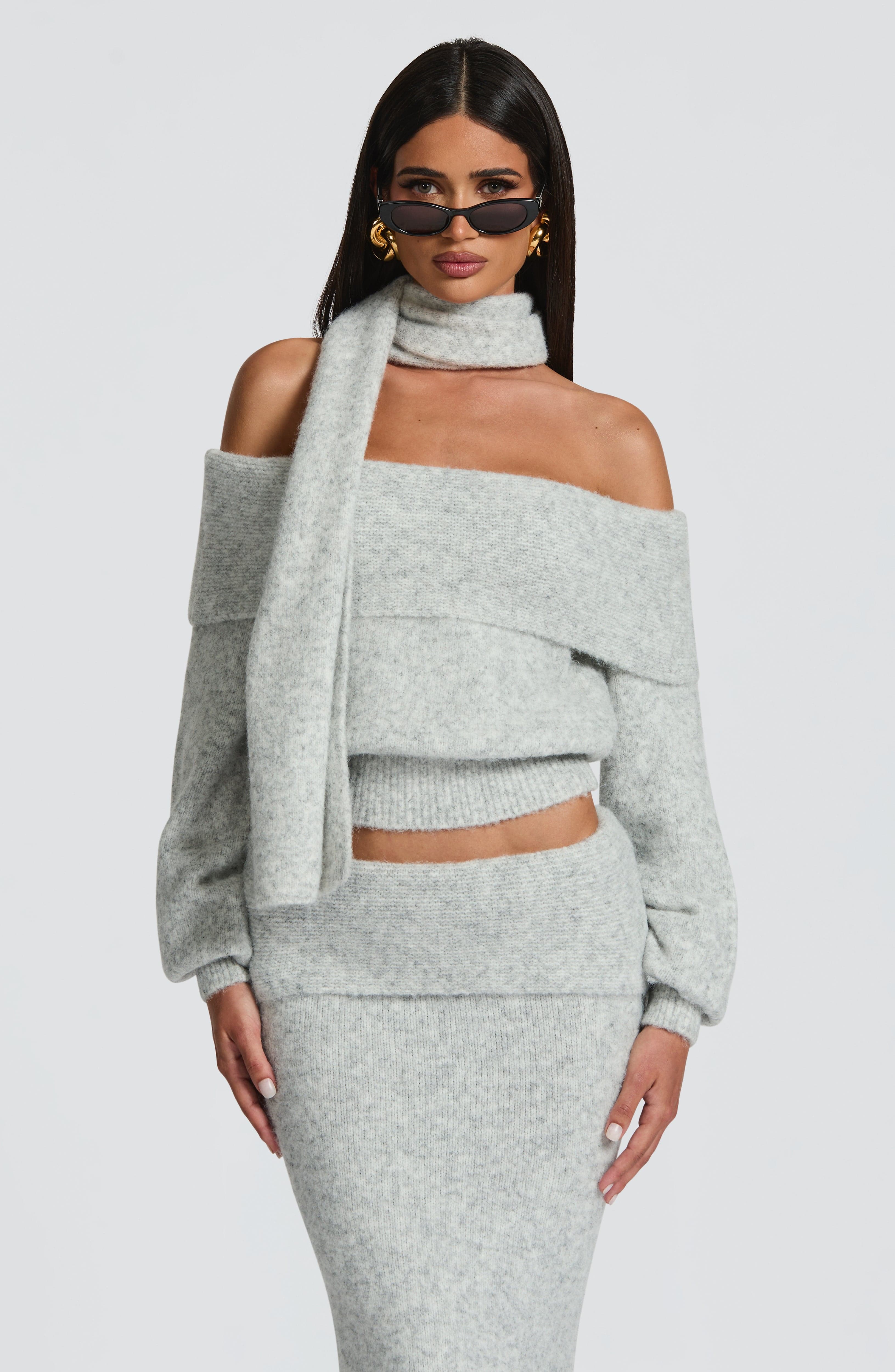 Andie Top - Light Grey Marl Tops Babyboo Fashion Premium Exclusive Design