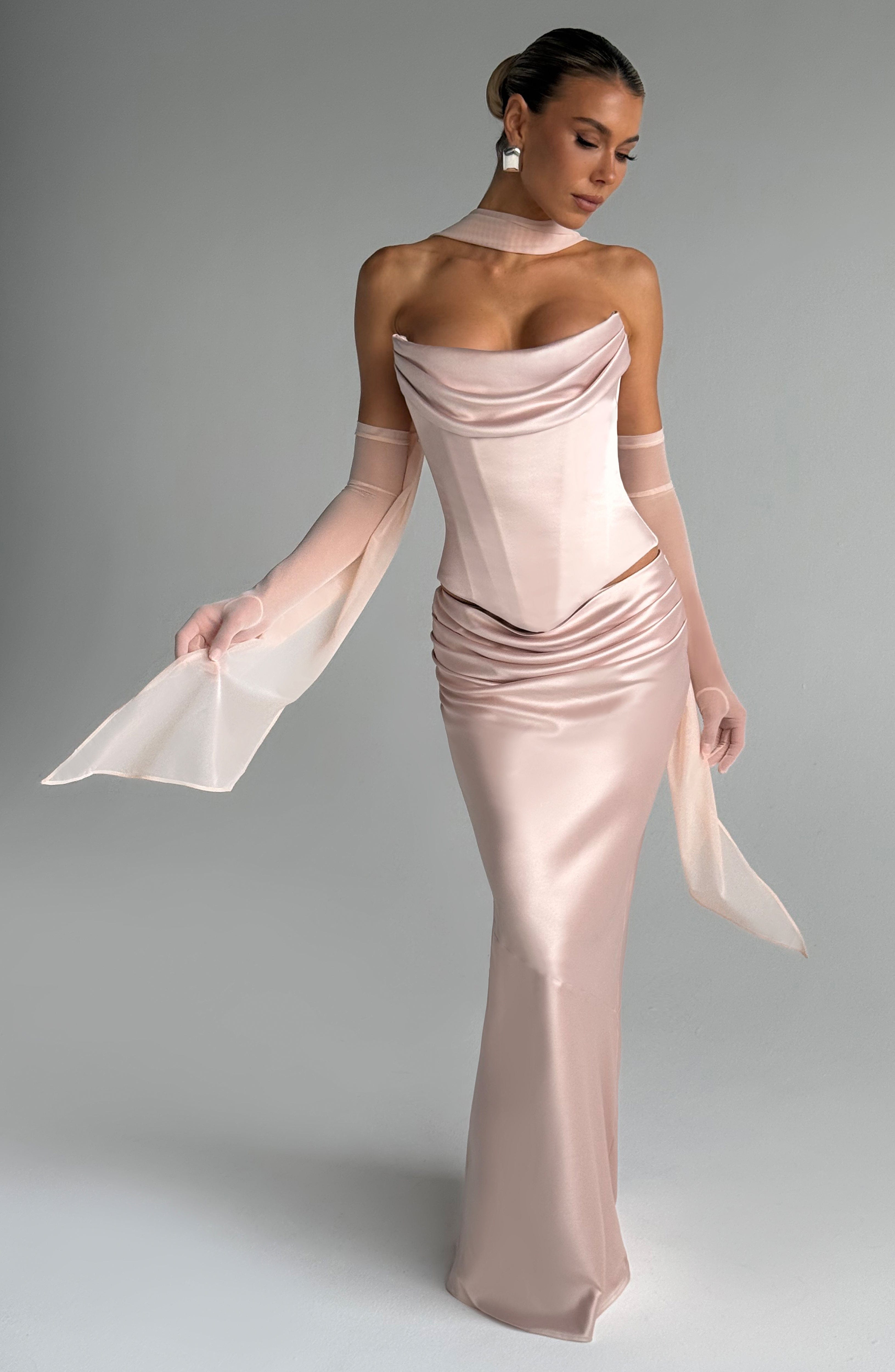 Bernadette Maxi Skirt - Soft Peach Skirt Babyboo Fashion Premium Exclusive Design