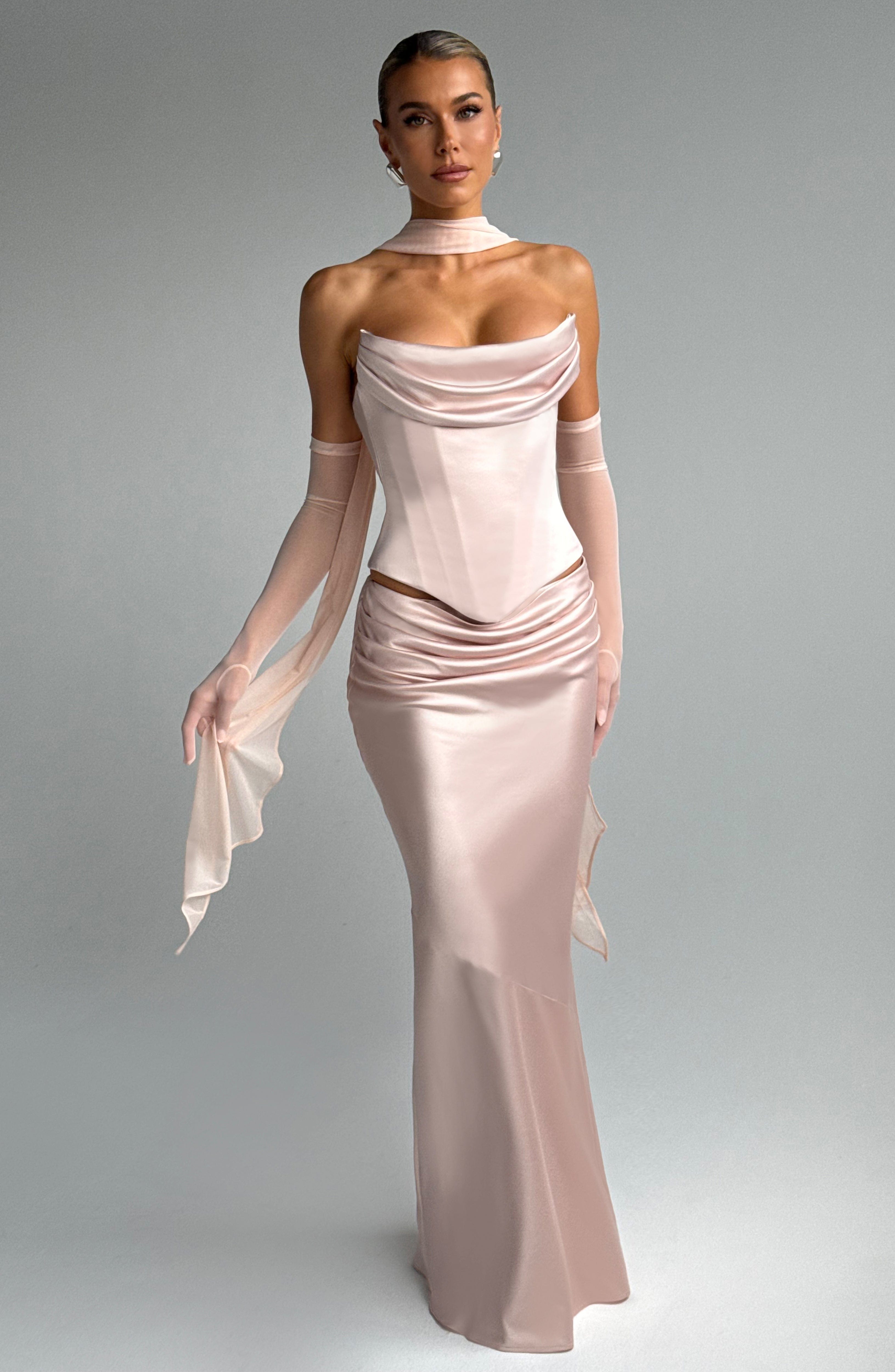 Bernadette Maxi Skirt - Soft Peach Skirt Babyboo Fashion Premium Exclusive Design