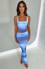 Blair Maxi Skirt - Blue Haze Print Skirt XS Babyboo Fashion Premium Exclusive Design