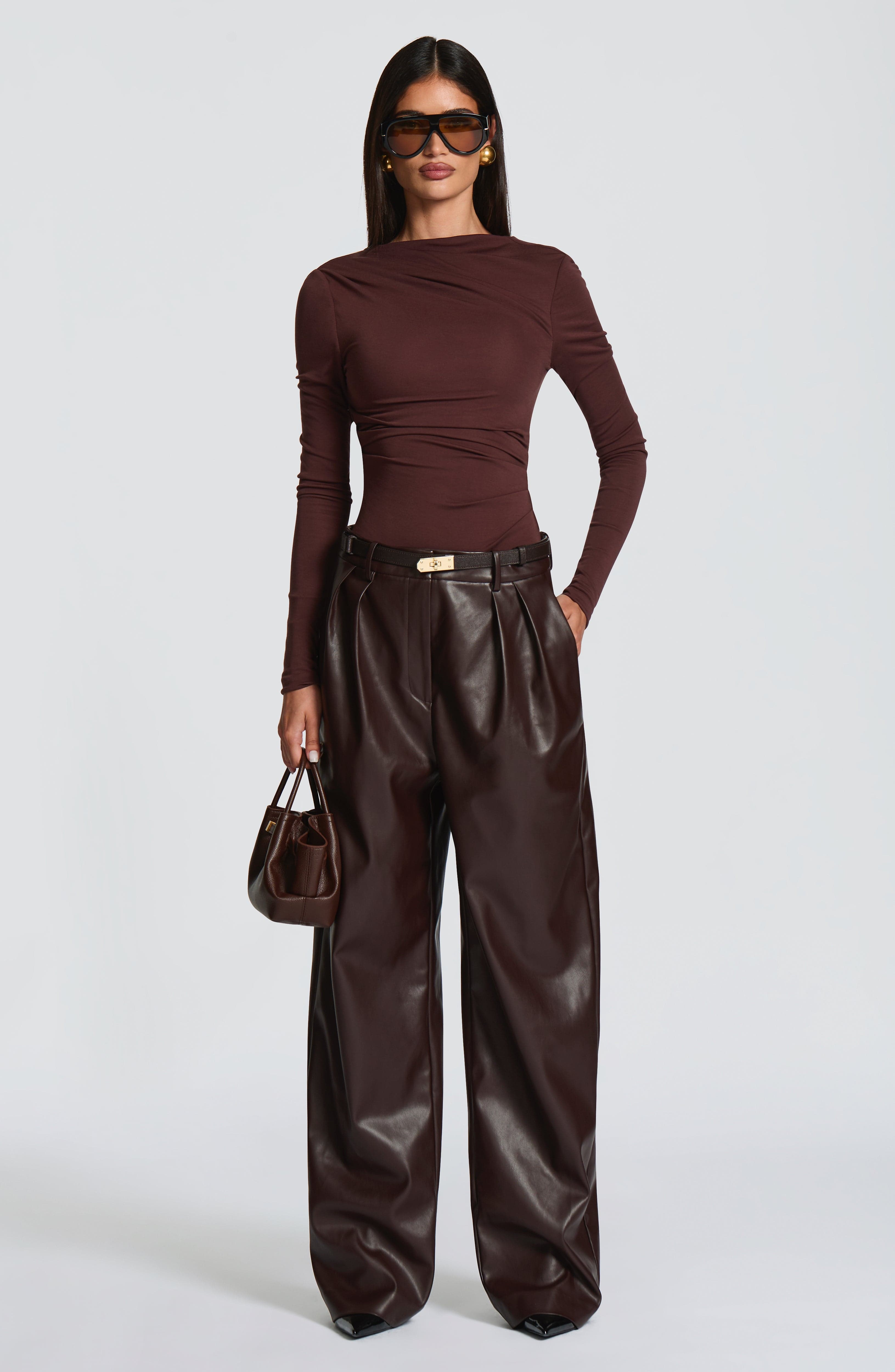 Glenda Pants - Plum Brown Pants Babyboo Fashion Premium Exclusive Design