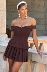 Gretchen Mini Skirt - Plum Brown Skirt Babyboo Fashion Premium Exclusive Design