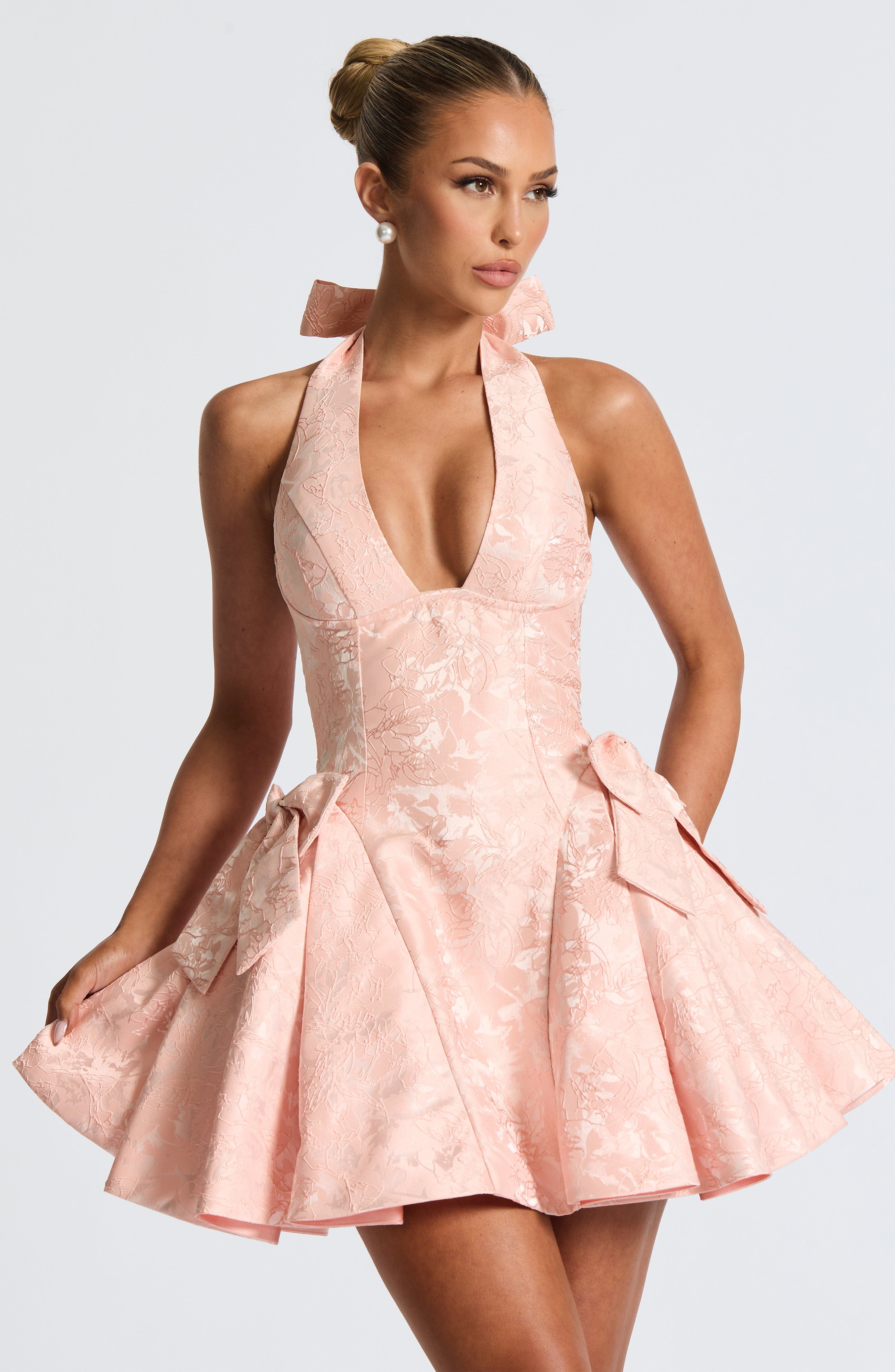 Jocelyn Mini Dress - Soft Peach Dress Babyboo Fashion Premium Exclusive Design