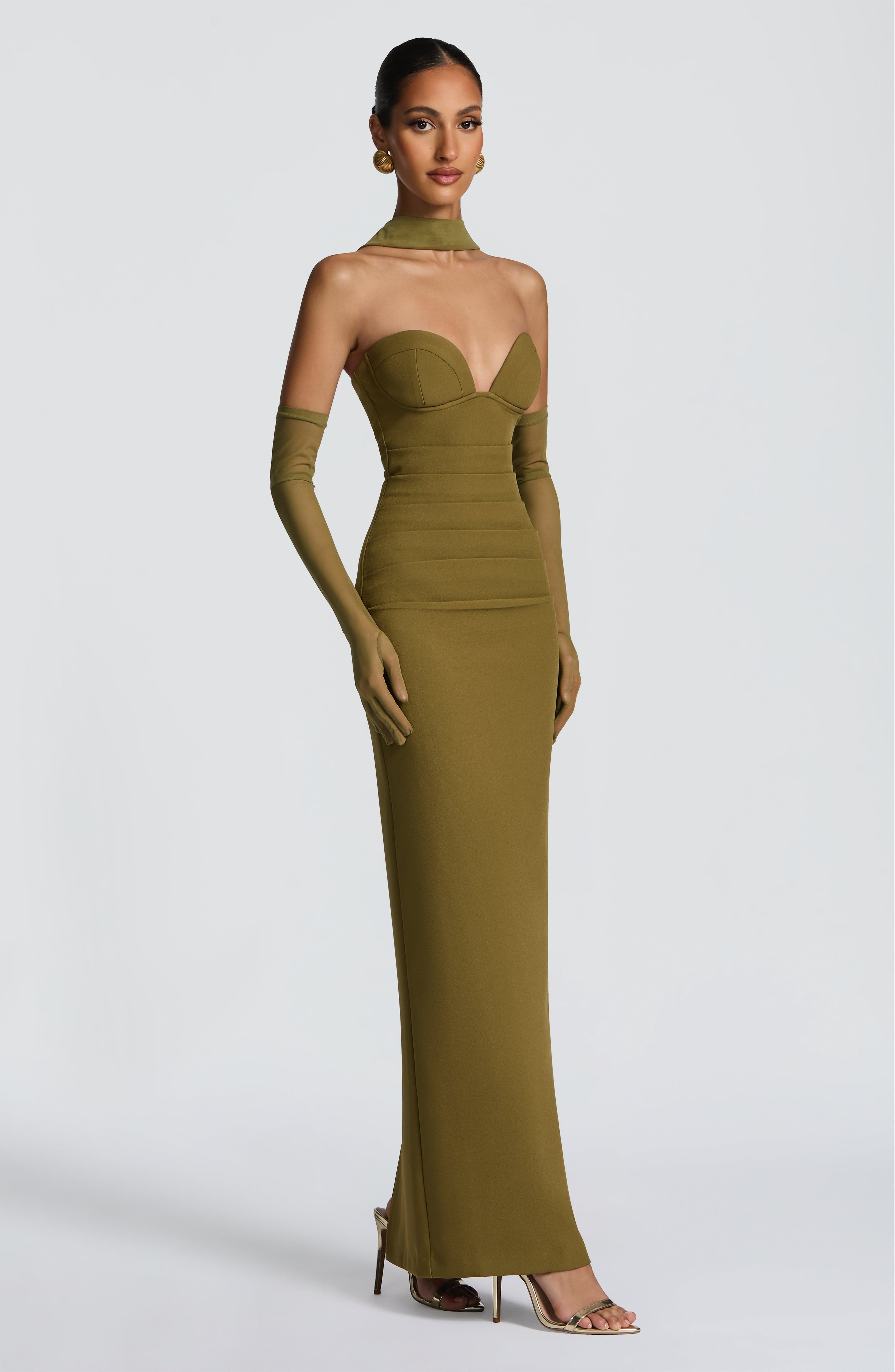 Lindsey Maxi Dress - Deep Olive Dress Babyboo Fashion Premium Exclusive Design