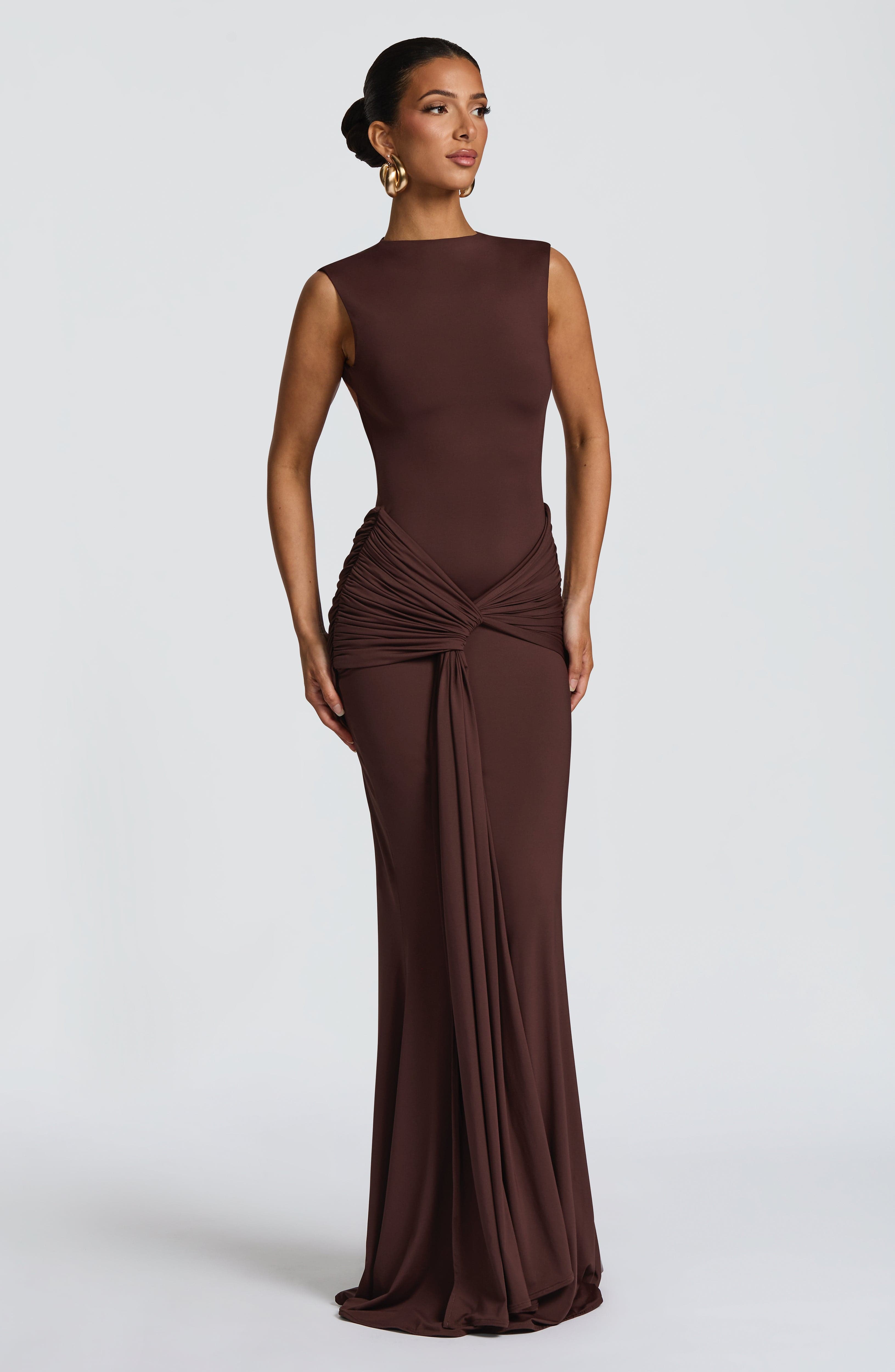 Lorenza Maxi Dress - Plum Brown Dress Babyboo Fashion Premium Exclusive Design