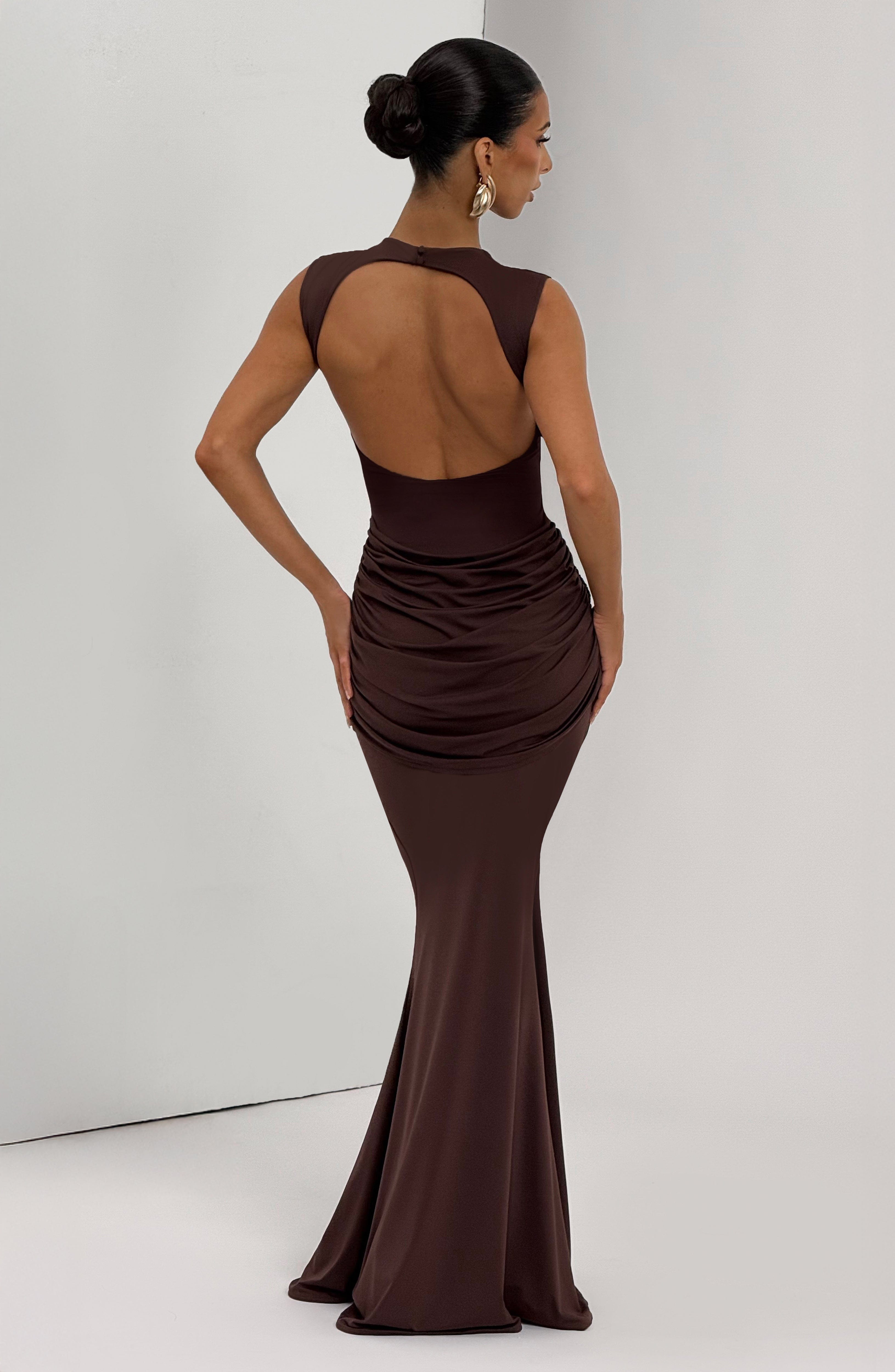 Lorenza Maxi Dress - Plum Brown Dress Babyboo Fashion Premium Exclusive Design