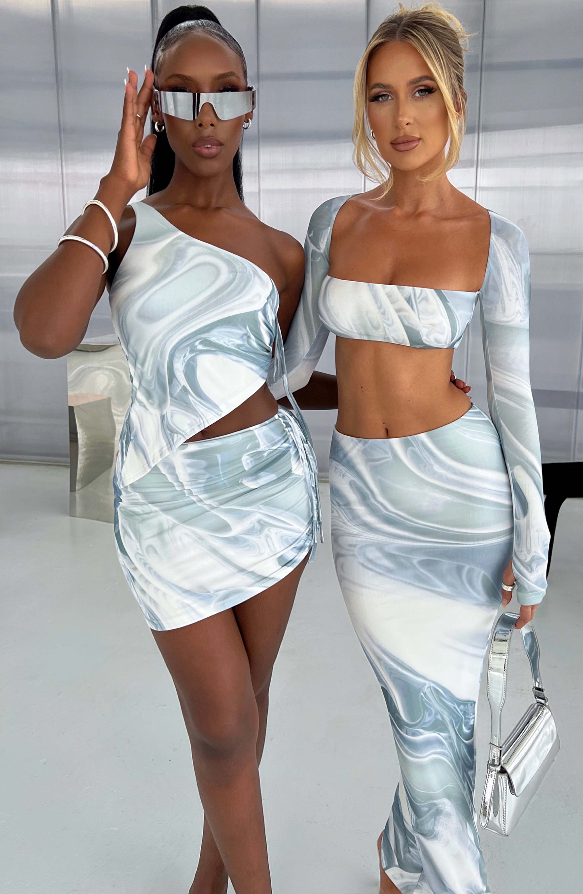 Lucianna Top - Grey Haze Print Shirts & Tops Babyboo Fashion Premium Exclusive Design