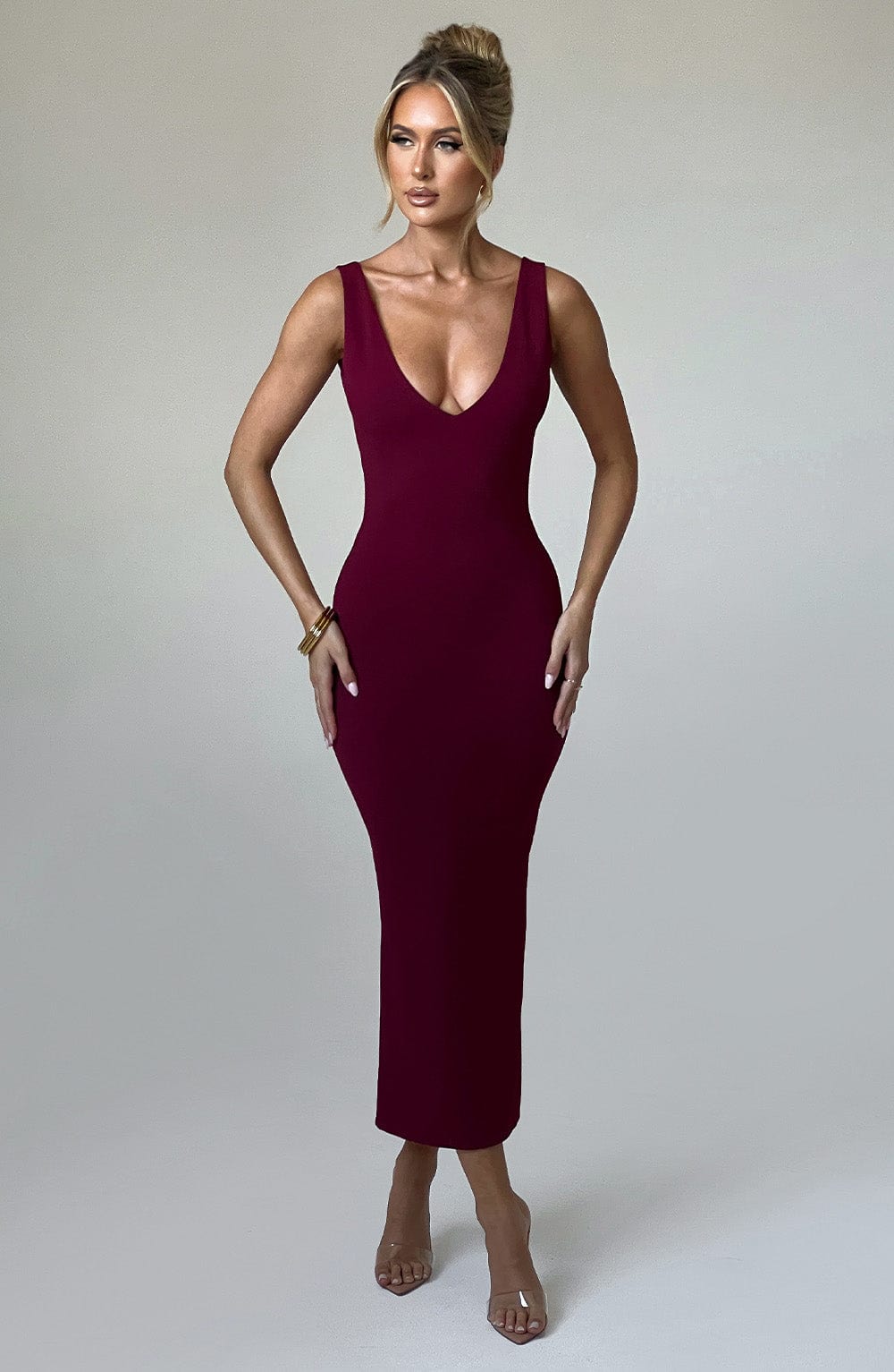 Lucinda Midi Dress - Burgundy Dress Babyboo Fashion Premium Exclusive Design