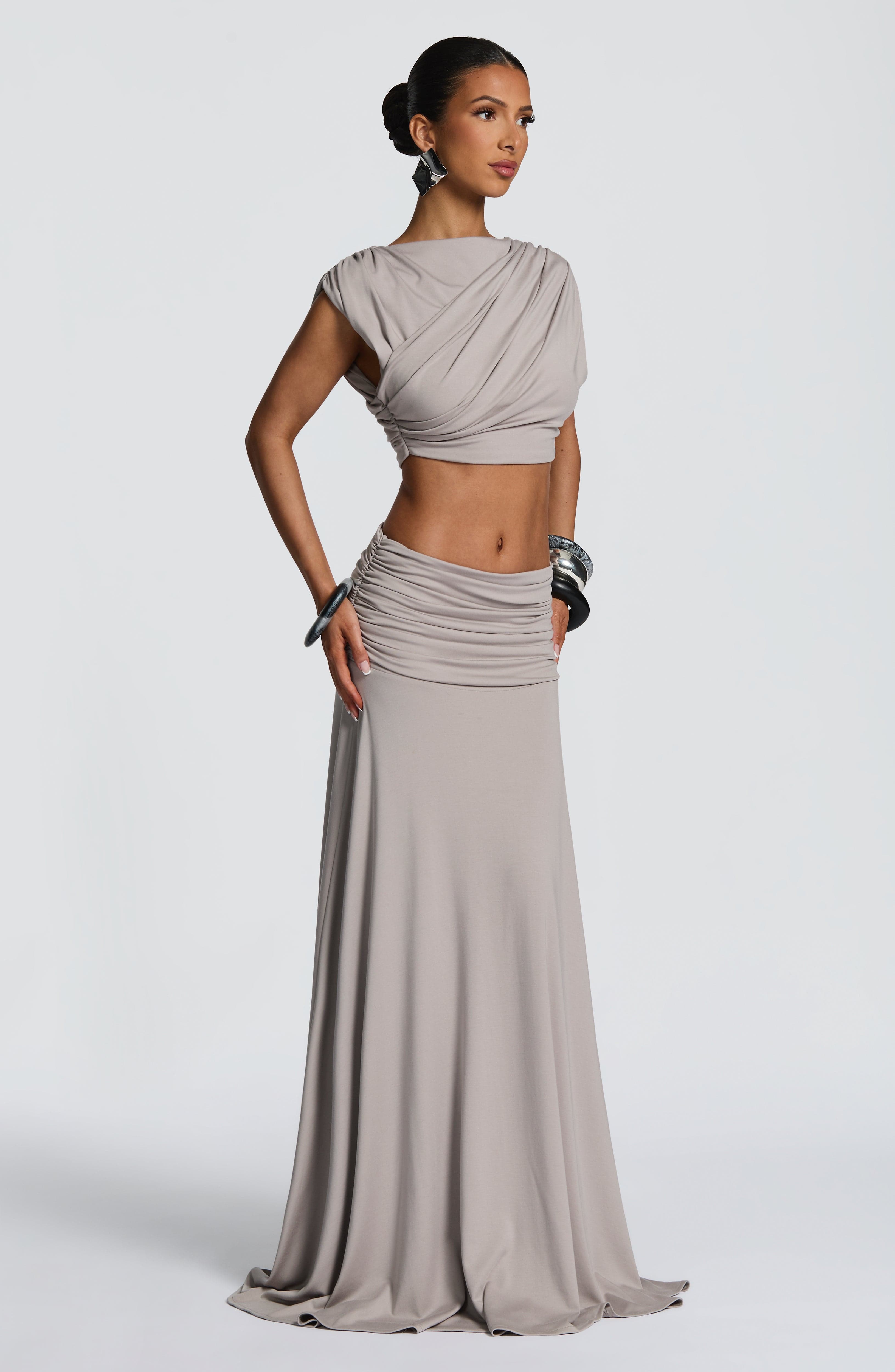 Paige Maxi Skirt - Light Grey Skirt Babyboo Fashion Premium Exclusive Design