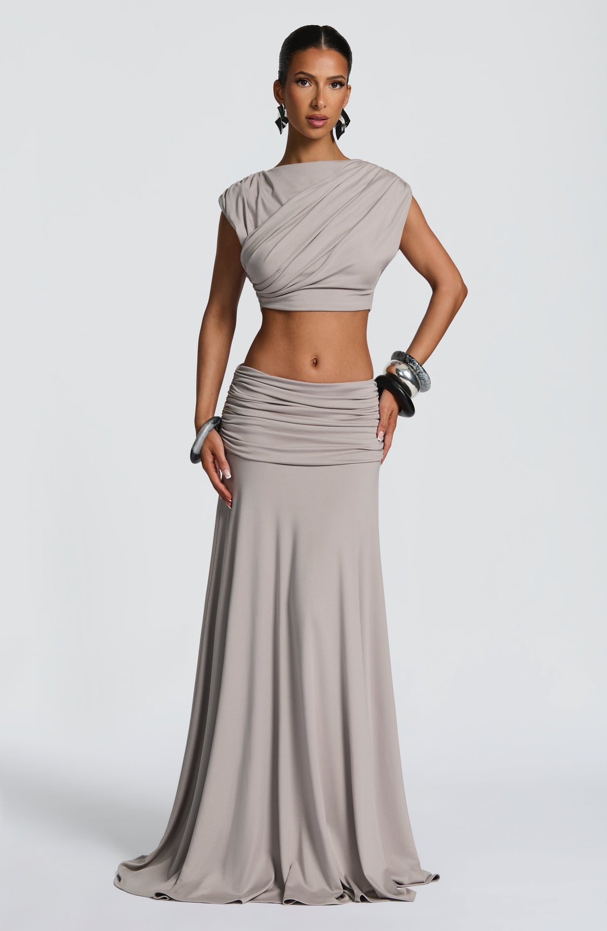 Paige Maxi Skirt - Light Grey Skirt XS Babyboo Fashion Premium Exclusive Design