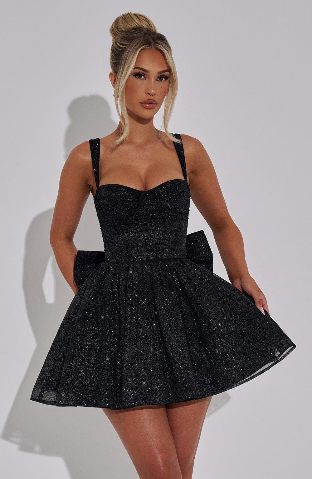 Polly Mini Dress - Black Sparkle Dress Babyboo Fashion Premium Exclusive Design
