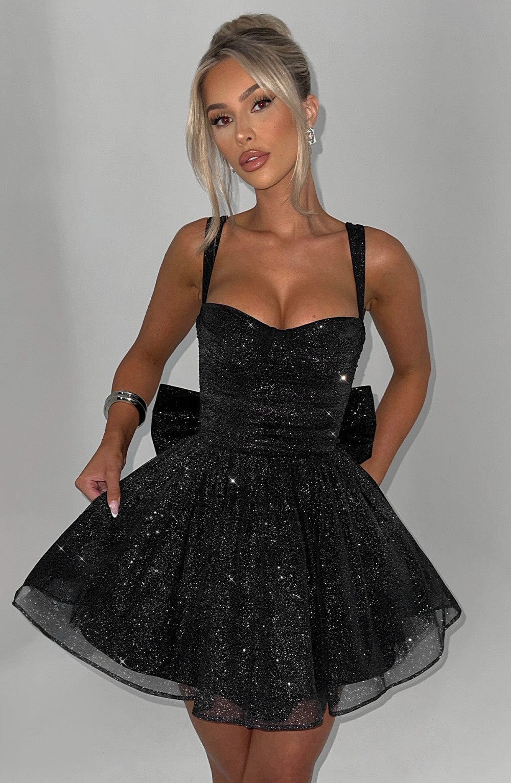 Polly Mini Dress - Black Sparkle Dress Babyboo Fashion Premium Exclusive Design