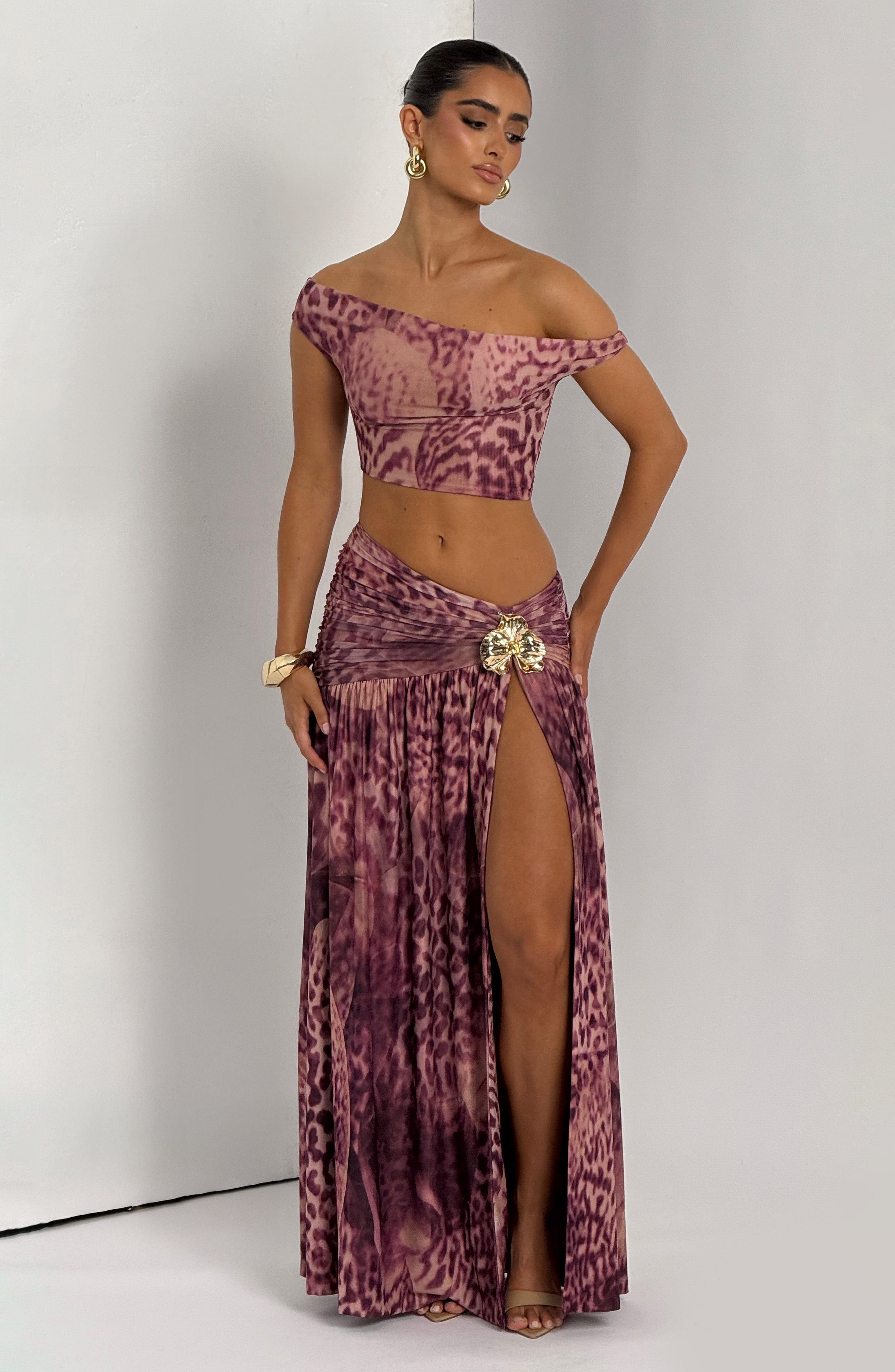 Saira Maxi Skirt - Magenta Orchid Print Skirt Babyboo Fashion Premium Exclusive Design